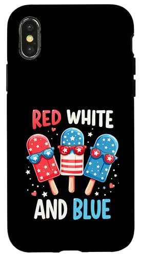 Patriotische amerikanische Flagge, Rot, Weiß, Blau, Eis am Stiel, 4. Juli Hülle für iPhone X/XS Patriotische amerikanische Flagge, Rot, Weiß, Blau, Eis am Stiel, 4. Juli Hülle für iPhone X/XS von Red White Blue Popsicles 4th of July Patriotic tee