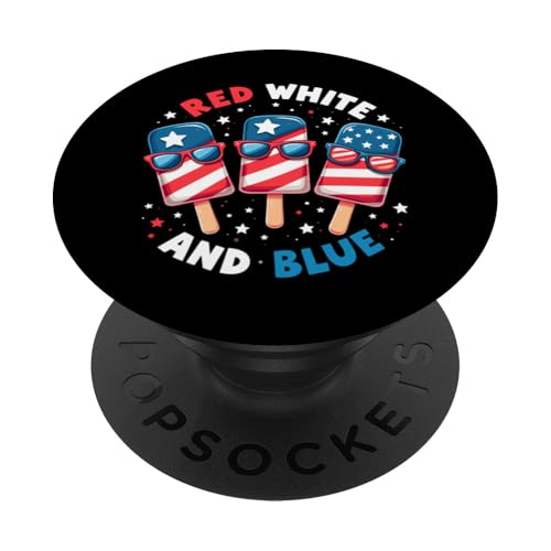 Patriotische amerikanische Flagge, Rot, Weiß, Blau, Eis am Stiel, 4. Juli PopSockets Klebender PopGrip Patriotische amerikanische Flagge, Rot, Weiß, Blau, Eis am Stiel, 4. Juli PopSockets Klebender PopGrip von Red White Blue Popsicles 4th of July Patriotic tee