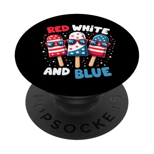 Patriotische amerikanische Flagge, Rot, Weiß, Blau, Eis am Stiel, 4. Juli PopSockets Klebender PopGrip Patriotische amerikanische Flagge, Rot, Weiß, Blau, Eis am Stiel, 4. Juli PopSockets Klebender PopGrip von Red White Blue Popsicles 4th of July Patriotic tee