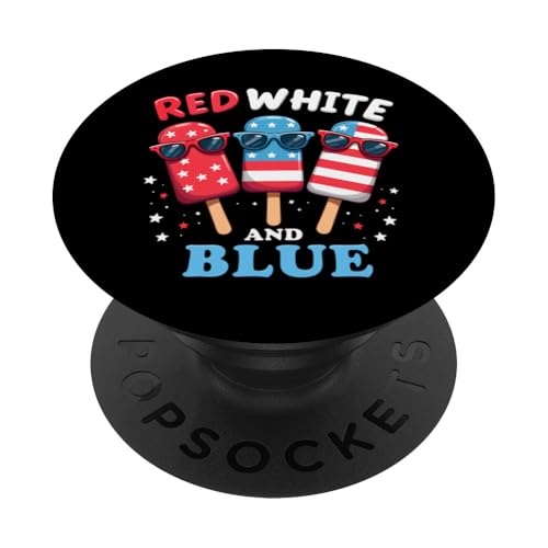 Patriotische amerikanische Flagge, Rot, Weiß, Blau, Eis am Stiel, 4. Juli PopSockets Klebender PopGrip Patriotische amerikanische Flagge, Rot, Weiß, Blau, Eis am Stiel, 4. Juli PopSockets Klebender PopGrip von Red White Blue Popsicles 4th of July Patriotic tee