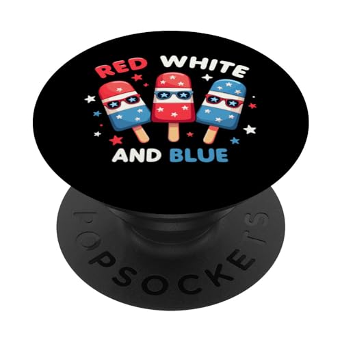 Patriotische amerikanische Flagge, Rot, Weiß, Blau, Eis am Stiel, 4. Juli PopSockets Klebender PopGrip Patriotische amerikanische Flagge, Rot, Weiß, Blau, Eis am Stiel, 4. Juli PopSockets Klebender PopGrip von Red White Blue Popsicles 4th of July Patriotic tee
