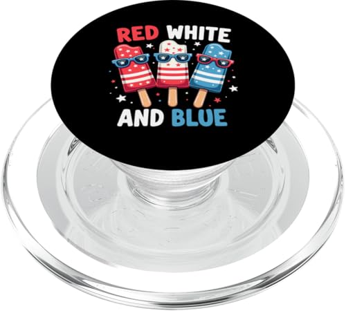 Patriotische amerikanische Flagge, Rot, Weiß, Blau, Eis am Stiel, 4. Juli PopSockets PopGrip für MagSafe Patriotische amerikanische Flagge, Rot, Weiß, Blau, Eis am Stiel, 4. Juli PopSockets PopGrip für MagSafe von Red White Blue Popsicles 4th of July Patriotic tee