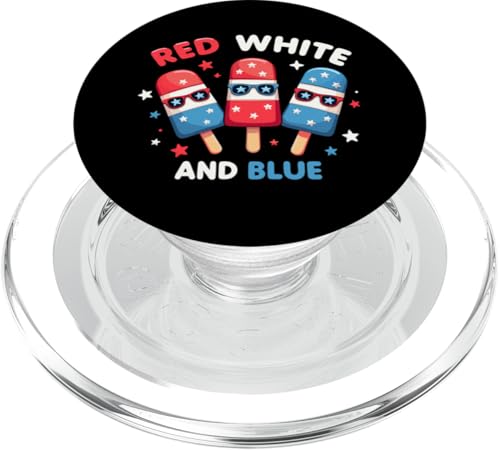 Patriotische amerikanische Flagge, Rot, Weiß, Blau, Eis am Stiel, 4. Juli PopSockets PopGrip für MagSafe von Red White Blue Popsicles 4th of July Patriotic tee