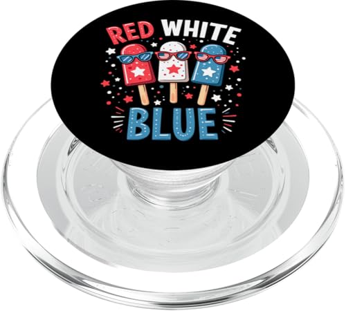 Patriotische amerikanische Flagge, Rot, Weiß, Blau, Eis am Stiel, 4. Juli PopSockets PopGrip für MagSafe Patriotische amerikanische Flagge, Rot, Weiß, Blau, Eis am Stiel, 4. Juli PopSockets PopGrip für MagSafe von Red White Blue Popsicles 4th of July Patriotic tee