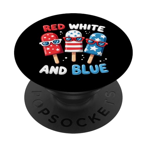 Rot Weiß Blau Amerikanische Flagge Popsicle 4. Juli Patriotisch PopSockets Klebender PopGrip von Red White Blue Popsicles 4th of July Patriotic tee