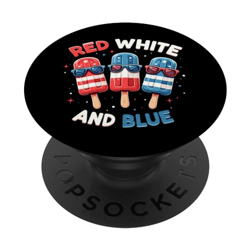 Rot Weiß Blau Eis am Stiel 4. Juli Patriotische USA-Flagge Jungen Herren PopSockets Klebender PopGrip von Red White Blue Popsicles 4th of July Patriotic tee