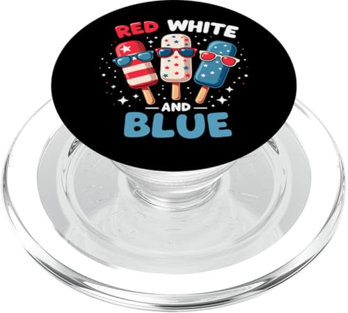 Rot Weiß Blau Eis am Stiel 4. Juli Patriotische USA-Flagge Jungen Herren PopSockets PopGrip für MagSafe Rot Weiß Blau Eis am Stiel 4. Juli Patriotische USA-Flagge Jungen Herren PopSockets PopGrip für MagSafe von Red White Blue Popsicles 4th of July Patriotic tee