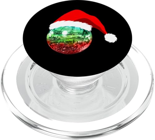 Discokugel mit Weihnachtsmann-Motiv, Rot und Grün PopSockets PopGrip für MagSafe von Red and Green Santa Christmas Disco Ball