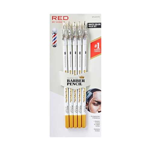 Red by Kiss Barber-Bleistifte mit integriertem Spitzer, Haaransatz, Rasierer, Spurenstifte, Bartführung, Bart- und Haaransatz-Outliner, Bartform-Bleistifte für Herren, Weiß, 5 Stück Red by Kiss Barber-Bleistifte mit integriertem Spitzer, Haaransatz, Rasierer, Spurenstifte, Bartführung, Bart- und Haaransatz-Outliner, Bartform-Bleistifte für Herren, Weiß, 5 Stück von Red by Kiss