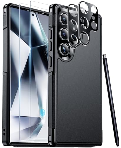 Red2Fire Schutzhülle für Samsung Galaxy S24 Ultra, mit 2 Stück [Displayschutzfolie aus gehärtetem Glas + Kameraschutz] [stoßfest in Militärqualität], robuste Ganzkörperschutz-Handyhülle für S24 Ultra, von Red2Fire
