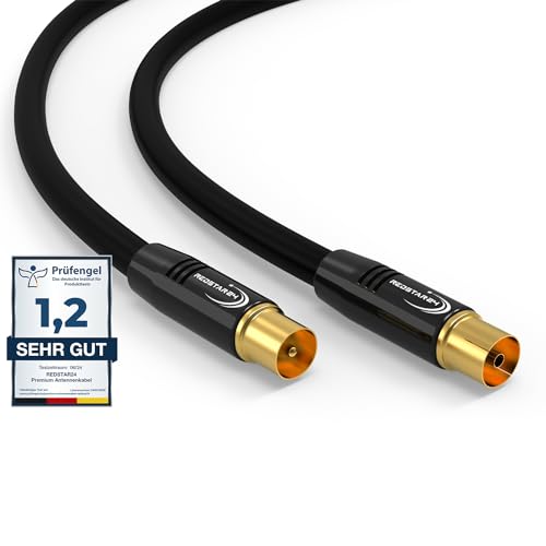 RedStar24 Antennenkabel 25m Schwarz – Stecker zu Buchse Koaxial IEC – Premium HDTV Koaxialkabel für Kabelfernsehen | TV Kabel: Kompatibel mit TV, Radio, DVB-T/T2, DVB-C, DAB RedStar24 Antennenkabel 25m Schwarz – Stecker zu Buchse Koaxial IEC – Premium HDTV Koaxialkabel für Kabelfernsehen | TV Kabel: Kompatibel mit TV, Radio, DVB-T/T2, DVB-C, DAB von RedStar24