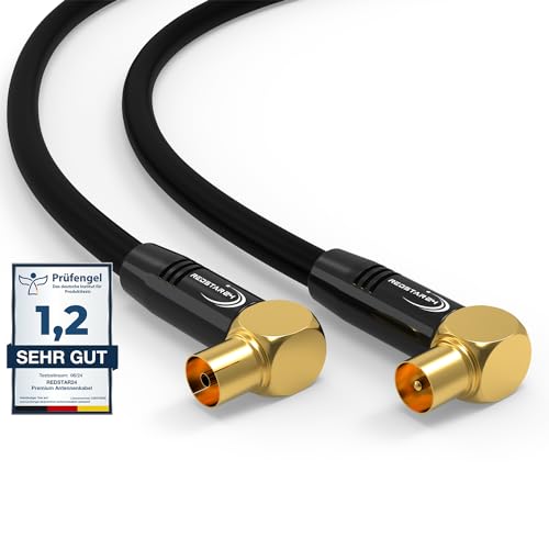 RedStar24 Antennenkabel 7,5m Schwarz – 90° Gewinkelt Koaxial | Stecker zu Buchse – Premium HDTV Koaxialkabel für Kabelfernsehen | TV Kabel: Kompatibel mit TV, Radio, DVB-T/T2, DVB-C, DAB RedStar24 Antennenkabel 7,5m Schwarz – 90° Gewinkelt Koaxial | Stecker zu Buchse – Premium HDTV Koaxialkabel für Kabelfernsehen | TV Kabel: Kompatibel mit TV, Radio, DVB-T/T2, DVB-C, DAB von RedStar24