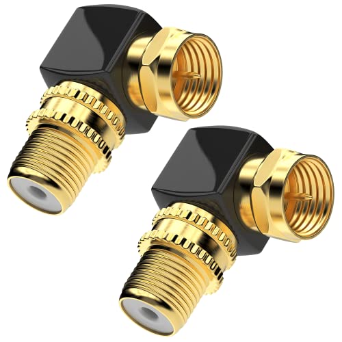 RedStar24 Sat F-Stecker Winkel Adapter 90° Grad Massiv für Koaxialkabel F-Winkelstecker Winkeladapter F-Adapter gewinkelt Sat-Kabel Antennenkabel Kupplung Vergoldet - 2 Stück von RedStar24