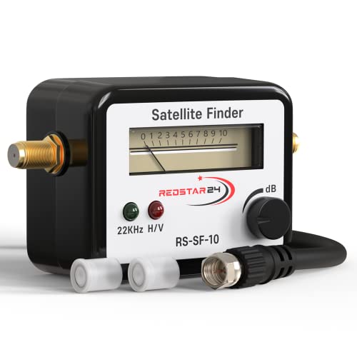 RedStar24 Satfinder | SAT Signal Messgerät mit Ton & F-Verbindungskabel zur Justierung Ihrer digitalen Satelliten Schüssel | Digital Satelliten Finder von RedStar24