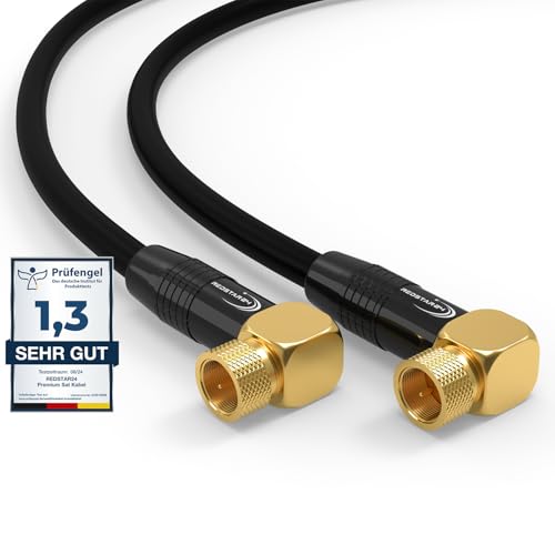 SAT Kabel 1,5m Satellitenkabel SAT TV Antennenkabel Digital Koaxialkabel Coaxial Internet 2x F-Stecker 90° Grad Gewinkelt Winkelstecker Router Modem Anschlusskabel HD 4K UHD DVB-S DVB-S2 Schwarz von RedStar24