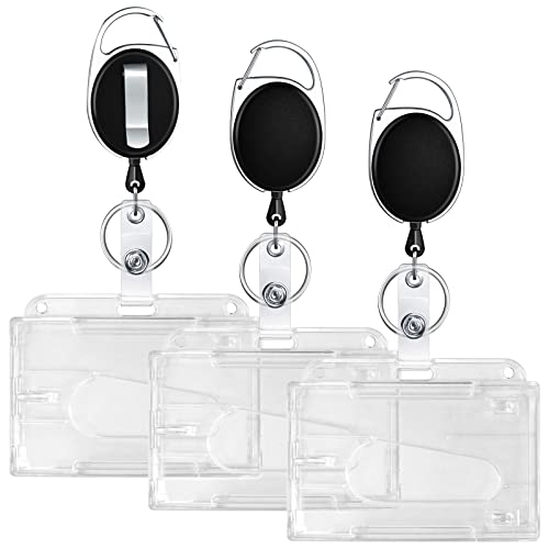 Redamancy 3 Stück Schlüsselband Ausziehbar Mit Transparente Kartenhalter, Einziehbarer Schlüsselanhänger Set, ID Card Holder Abzeichen Buddy Kit für Schlüsselanhänger und ID Card von Redamancy