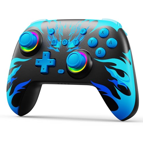 Reddening Wireless Controller für Switch/OLED/PC/Adroid/iOS, 800mAh Batterien Pro Controller Wireless Gamepad mit Blaue Flamme Design mit Hall Joystick/RGB/Turbo/Vibration/Programmierbare Taste Reddening Wireless Controller für Switch/OLED/PC/Adroid/iOS, 800mAh Batterien Pro Controller Wireless Gamepad mit Blaue Flamme Design mit Hall Joystick/RGB/Turbo/Vibration/Programmierbare Taste von Reddening