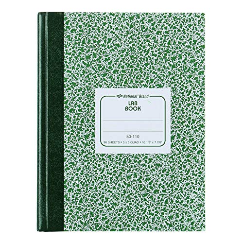 National Labor-Notizbuch, 5 x 5 Quad-Lineatur, grüner Marmordeckel, 25,7 x 20,0 cm, 96 Blatt (53110) von Rediform