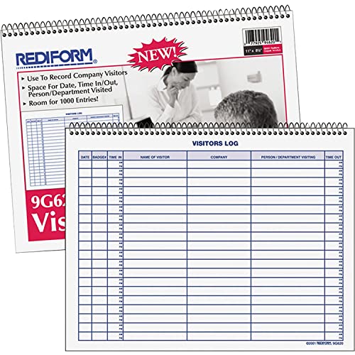 Rediform 9G620 Besucherbuch mit Spiralbindung, Weiß, 28,9 x 21,6 cm, 50 Seiten von Rediform