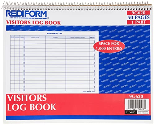 Rediform 9G620 Besucherbuch mit Spiralbindung, Weiß, 28,9 x 21,6 cm, 50 Seiten von Rediform