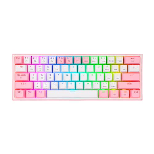 REDRAGON Fizz Pro K616 HotSwap 3in1 weiße und rosa mechanische Tastatur 60% | RED-K616-RGB von Redragon