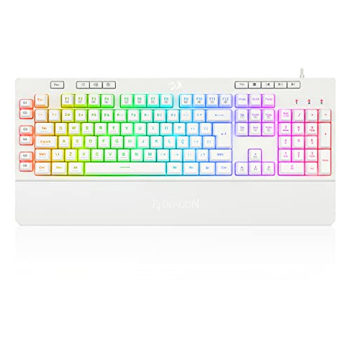 REDRAGON K512 Shiva White, RED-K512W-RGB, mehrfarbige RGB-Hintergrundbeleuchtung, Membrantastatur von Redragon