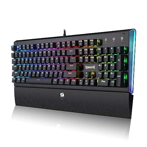 REDRAGON K569 RGB ARYAMAN Mechanische Gaming Tastatur RGB LED Beleuchtete Mechanische Tastatur für PC Gaming 104Tasten Kompaktes Design (QWERTY US - Englisches Tastaturlayout), Schwarz von Redragon