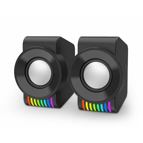 Redragon GS514 PC-Gaming-Lautsprecher, 2.0-Kanal-Stereo-Desktop-Computerlautsprecher mit dynamischem RGB, hochwertigem Bass und kristallklarem Klang, USB-Stromversorgung mit einem 3,5-mm-Anschluss Redragon GS514 PC-Gaming-Lautsprecher, 2.0-Kanal-Stereo-Desktop-Computerlautsprecher mit dynamischem RGB, hochwertigem Bass und kristallklarem Klang, USB-Stromversorgung mit einem 3,5-mm-Anschluss von Redragon