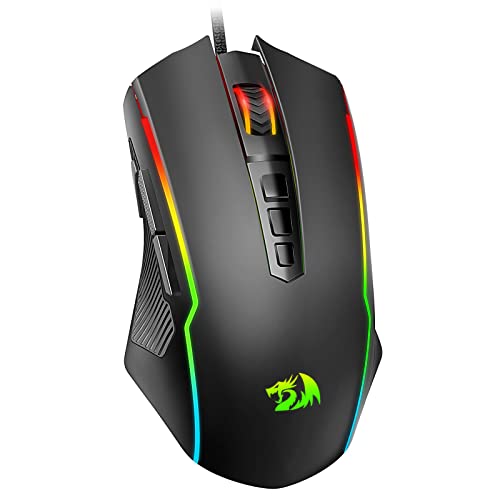 Redragon Gaming Maus, Gaming Mouse mit RGB und Einstellbar 8000 DPI, Maus mit 9 programmierbare Tasten und Feuertaste, RGB Gaming Maus mit ergonomisches Design fur MMO/FPS/PC/Windows/Mac, M910-K von Redragon