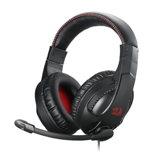 Redragon H211 Cronus Black Kabelgebundenes Gaming-Headset, Stereo-Surround-Sound, Mikrofon mit Geräuschunterdrückung, 40-mm-Treiber, Over-Ear-Kopfhörer, funktioniert für PC/PS/Xbox/NS von Redragon