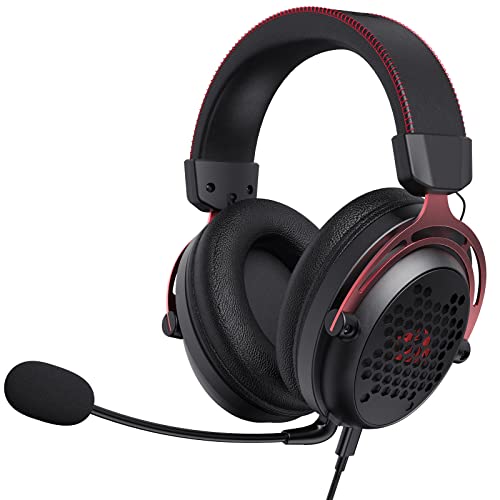 Redragon H386 kabelgebundenes Gaming-Headset - 7.1 Surround Sound - 53MM Audio-Treiber Memory Foam-Ohrpolstern mit strapazierfähigem Stoffbezug - Multiplattform-Kopfhörer - USB-Anschluss für PC/PS4/NS von Redragon