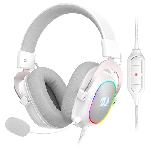 Redragon H510 RGB Weiß Gaming Kopfhörer - 7.1 Surround Sound - 53 mm Audiotreiber in Ohrpolstern aus Memory Foam mit strapazierfähigem Stoffbezug – Kopfhörer für mehrere Plattformen - für PC/PS4/NS von Redragon