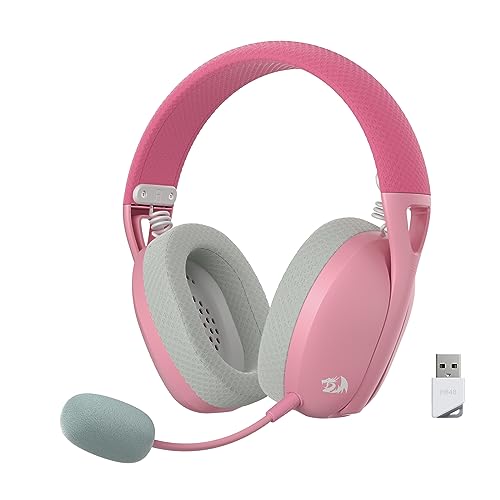 Redragon H848 Bluetooth Wireless Gaming Headset - Leichtgewicht - 7.1 Surround Sound - 40MM Treiber - Abnehmbares Mikrofon - Multi-Plattformen für PC, PS5/4/3, Switch, Handy, Pink von Redragon