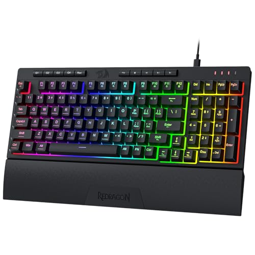 Redragon K515 Shiva RGB Membrane Gaming Tastatur, 98 Tasten Mechanisches Gefühl Tastatur mit Linear Schalter, On-Board Makro- & Multimediatasten, Abnehmbare Handballenauflage, Software Unterstützt Redragon K515 Shiva RGB Membrane Gaming Tastatur, 98 Tasten Mechanisches Gefühl Tastatur mit Linear Schalter, On-Board Makro- & Multimediatasten, Abnehmbare Handballenauflage, Software Unterstützt von Redragon