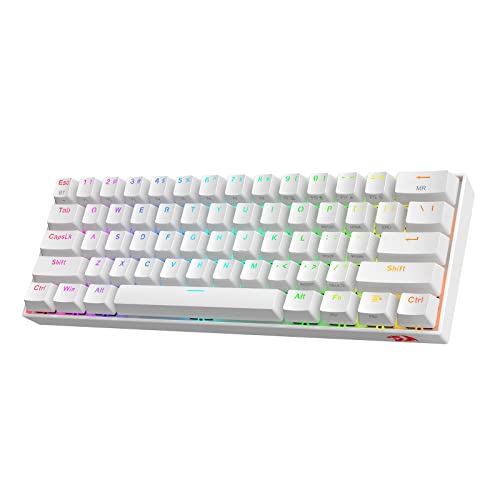 Redragon K530 Pro 60% kabellose mechanische RGB-Tastatur, Bluetooth/2,4 GHz/kabelgebunden, 3 Modi, 61 Tasten, kompakte Gaming-Tastatur, 100% Hot-Swap-Sockel, Free-Mod Mounted PCB und roter Schalter von Redragon