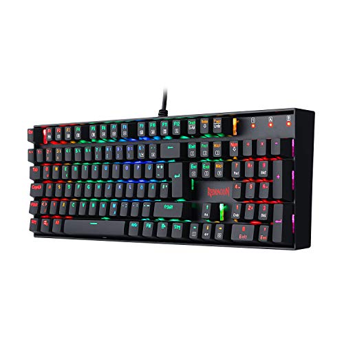 Redragon K551 Mechanische Gaming Tastatur Keyboard mit Staubgeschützten Rote Schalter 104 Tasten für PC Gaming DE QWERTZ (RGB LED Beleuchtet) von Redragon