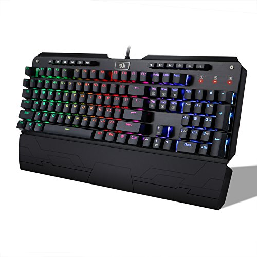 Redragon K555 INDRAH RGB LED Beleuchtete Mechanische Tastatur, Multimedia, Makro- und Profil-Tasten Mechanische Gaming Tastatur (QWERTY Layout) von Redragon