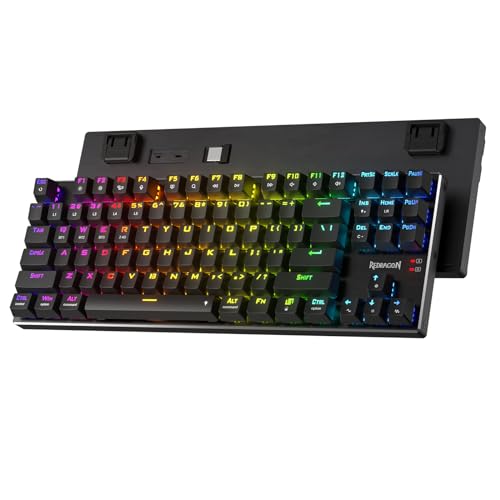 Redragon K556 PRO TKL Kabellose RGB-Gaming Tastatur, 80% 87 Tasten Tri Mode AluminiumTastatur mit Mac Funktionstasten, Hot Swap Buchsen und geräuschabsorbierender Form, linearer roter Schalter von Redragon