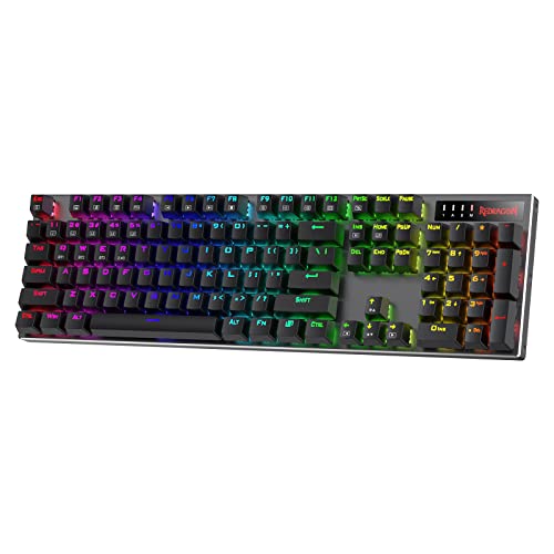 Redragon K556 PRO Verbesserte kabellose RGB-Gaming-Tastatur, BT/2,4-GHz-Tri-Mode-Aluminium-mechanische Tastatur mit verzögerungsfreier Verbindung, Hot-Swap-linearer leiser roter Schalter von Redragon