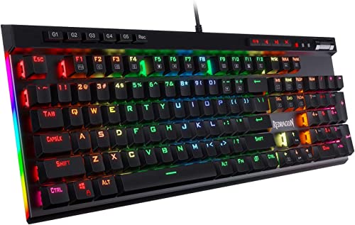 Redragon K580 VATA RGB LED Braune Schalter Mechanische Gaming Tastatur, US Layout mit Hintergrundbeleuchtung 104 Tasten Anti-Ghosting mit Makrotasten und Dedizierten Mediensteuerelementen von Redragon