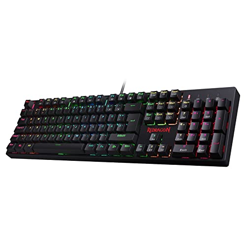 Redragon K582 Mechanische Gaming Tastatur, Deutsches Layout Tastatur mit Roten Schaltern, 105 Tasten Programmierbare Tastatur für PC Gamer und Arbeits, Schwarz von Redragon