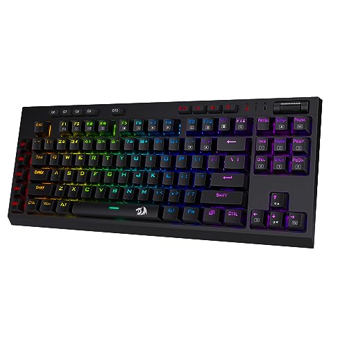 Redragon K596 Kabelgebundene mechanische RGB-Gaming-Tastatur, TKL-Kompakttastatur mit 87 Tasten, Integrierte Makrotasten und Handgelenkauflage, roter Schalter von Redragon