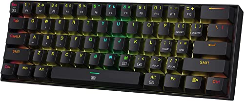 Redragon K630 Dragonborn 60% kabelgebundene RGB-Gaming-Tastatur, 61 Tasten Kompakte mechanische Tastatur mit taktilem Braun-Schalter, Pro-Treiberunterstützung, Schwarz von Redragon