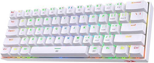 Redragon K630 Dragonborn 60% kabelgebundene RGB-Gaming-Tastatur, 61 Tasten Kompakte mechanische Tastatur mit taktilem Braun-Schalter, Pro-Treiberunterstützung, Weiß von Redragon