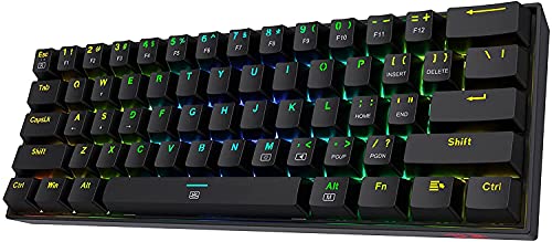 Redragon K630 Dragonborn 60% kabelgebundene RGB-Gaming-Tastatur, 61 Tasten kompakte mechanische Tastatur mit linearem roten Schalter, Pro-Treiber-Unterstützung, Schwarz von Redragon