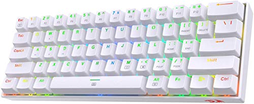 Redragon K630 Dragonborn 60% kabelgebundene RGB-Gaming-Tastatur, 61 Tasten kompakte mechanische Tastatur mit linearem roten Schalter, Pro-Treiber-Unterstützung, Weiß von Redragon