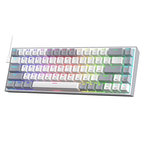 Redragon K631 Gery 65% Kabelgebundene RGB-Gaming-Tastatur, 68 Tasten, Hot-swap-fähige Kompakte Mechanische Tastatur mit 100% Hot-swap-sockel, Free-mod-Plate mit PCB, Leiser Roter Linear Switch von Redragon