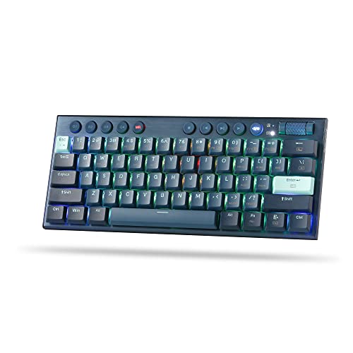 Redragon K632 PRO 60% Wireless RGB mechanische Tastatur, Bluetooth/2.4Ghz/Kabelgebundene Tri-Mode Low Profile Gaming Tastatur mit No-Lag Verbindung, dedizierter Mediensteuerung und roten Schalter von Redragon