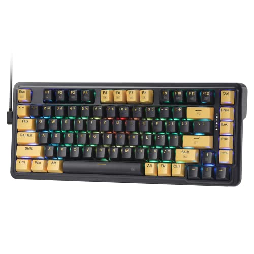 Redragon K649 78% kabelgebundene RGB-Gaming-Tastatur, 82 Tasten Layout Hot-Swap kompakte mechanische Tastatur mit Hot-Swap-Sockel, geräuschdämpfender Schaumstoff, leiser Custom Linear Switch von Redragon