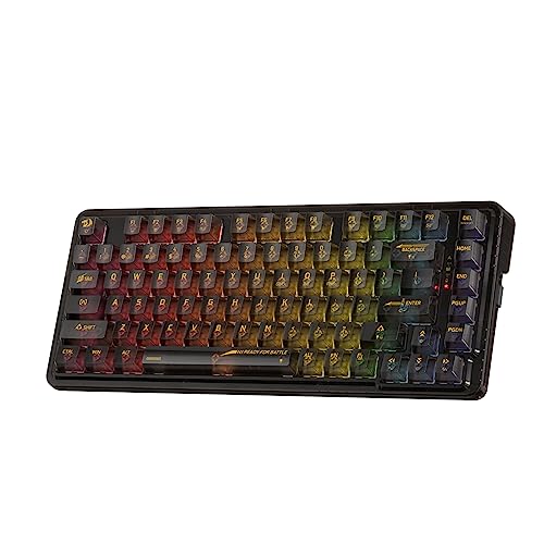 Redragon K649 PRO Gaming-Tastatur mit Dichtung, 3 Modi, 82 Tasten, volltransparente Hot-Swap-Mechanische Tastatur mit verbessertem Sockel, schallabsorbierendem Schaumstoff, durchscheinender Schalter von Redragon
